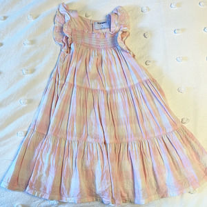 Old Navy Toddler Ruffle Sleeveless Pink & Cream Plaid Dress, 5T